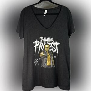 WWE Damian Priest Women’s Black 2XL Graphic T-Shirt V-Neck Dark Heather Gray